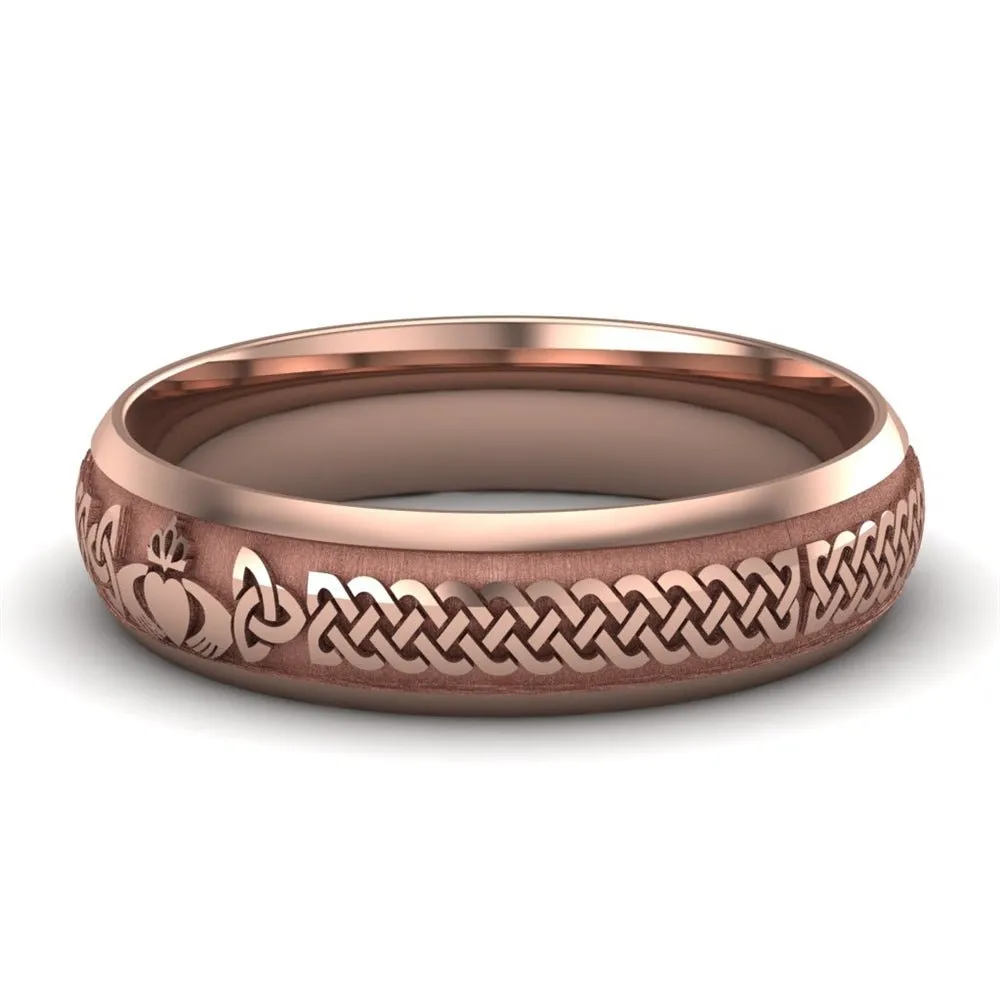 Claddagh Wedding Ring UCL1-14R5LIGHT - 14K Rose Gold LIGHT WEIGHT