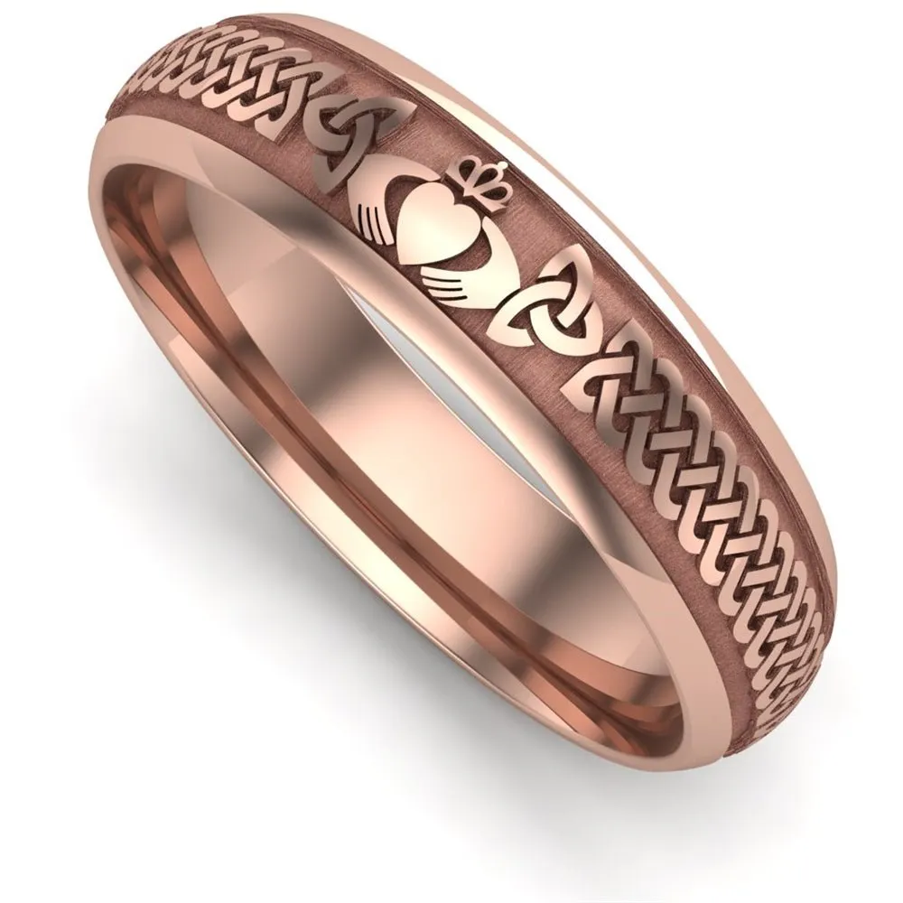 Claddagh Wedding Ring UCL1-14R5LIGHT - 14K Rose Gold LIGHT WEIGHT