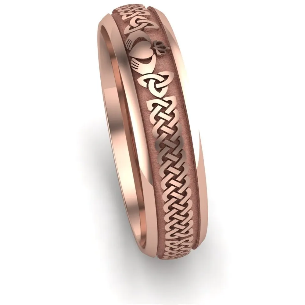 Claddagh Wedding Ring UCL1-14R5LIGHT - 14K Rose Gold LIGHT WEIGHT