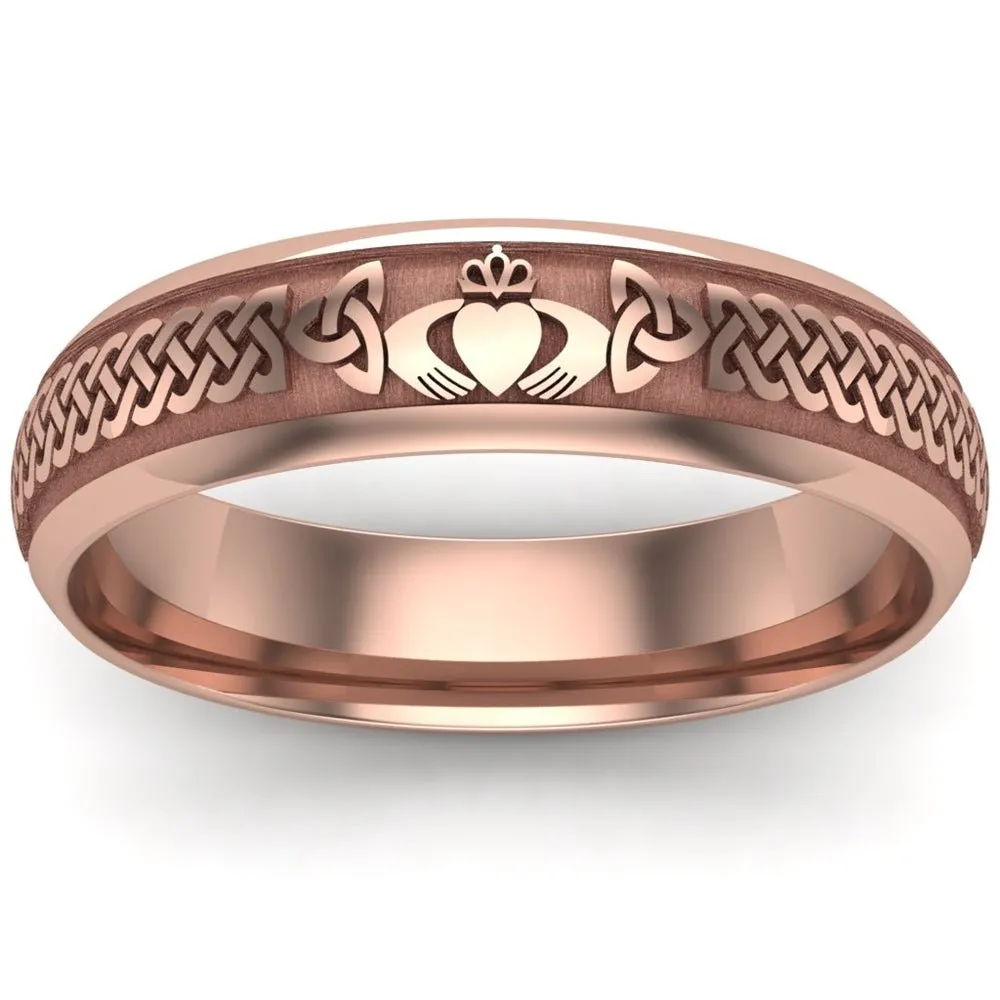 Claddagh Wedding Ring UCL1-14R5LIGHT - 14K Rose Gold LIGHT WEIGHT