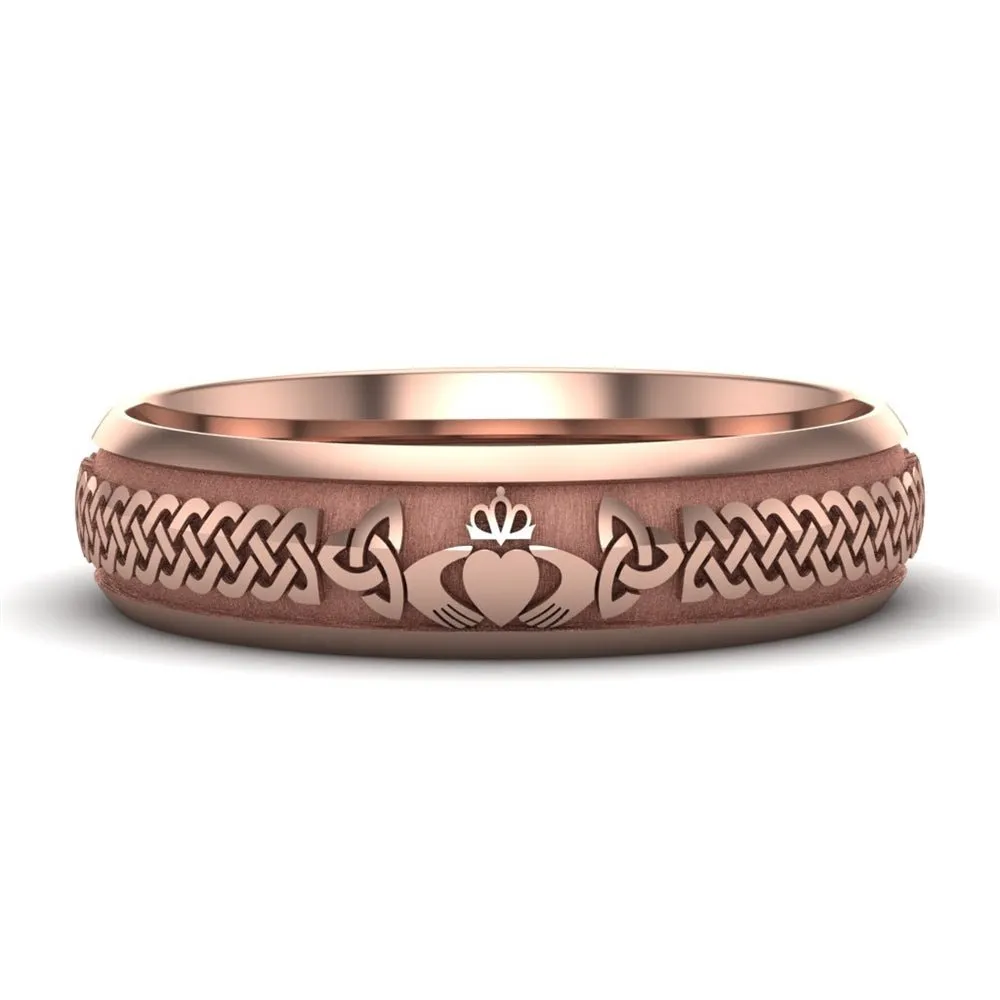 Claddagh Wedding Ring UCL1-14R5LIGHT - 14K Rose Gold LIGHT WEIGHT