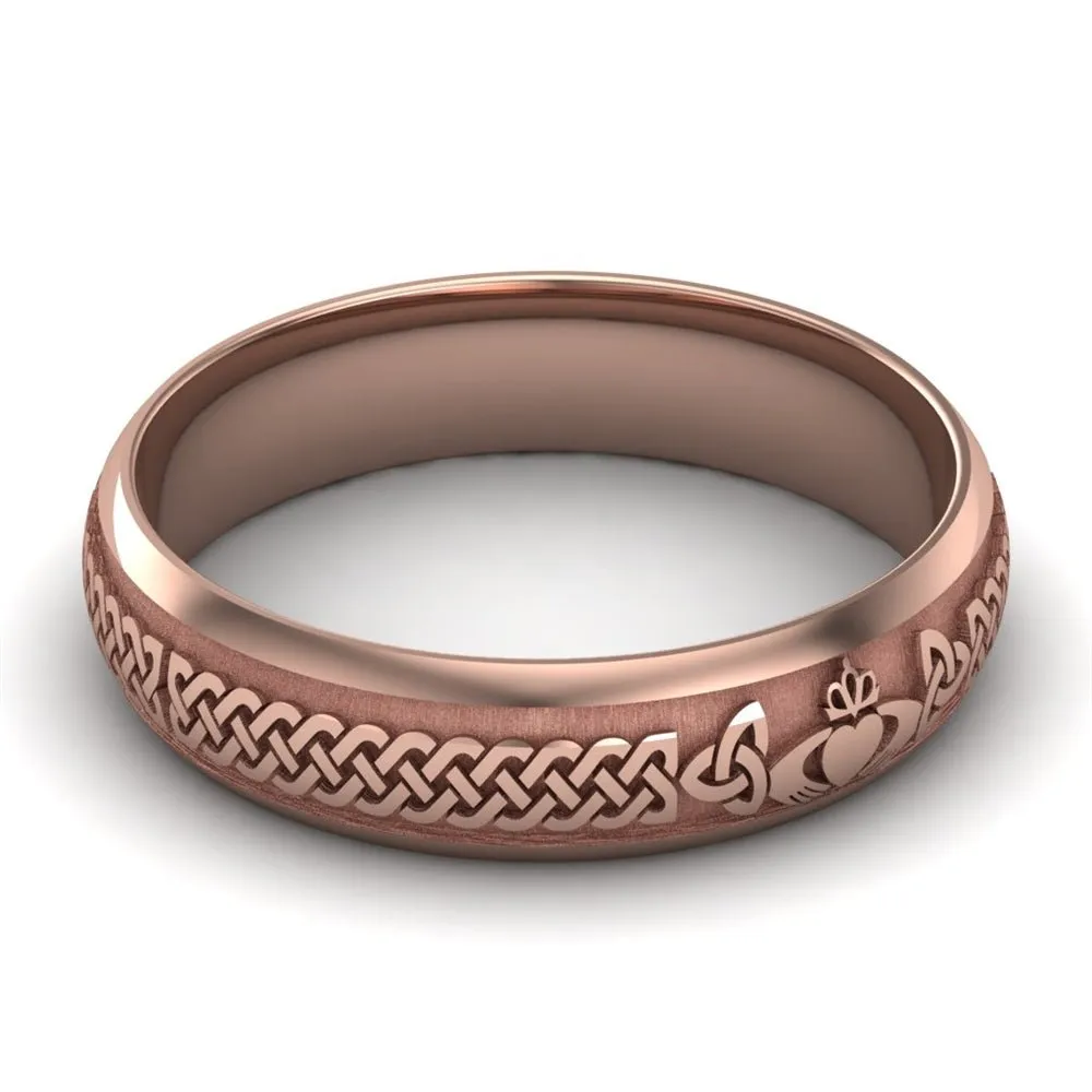 Claddagh Wedding Ring UCL1-14R5LIGHT - 14K Rose Gold LIGHT WEIGHT