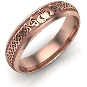 Claddagh Wedding Ring UCL1-14R5LIGHT - 14K Rose Gold LIGHT WEIGHT