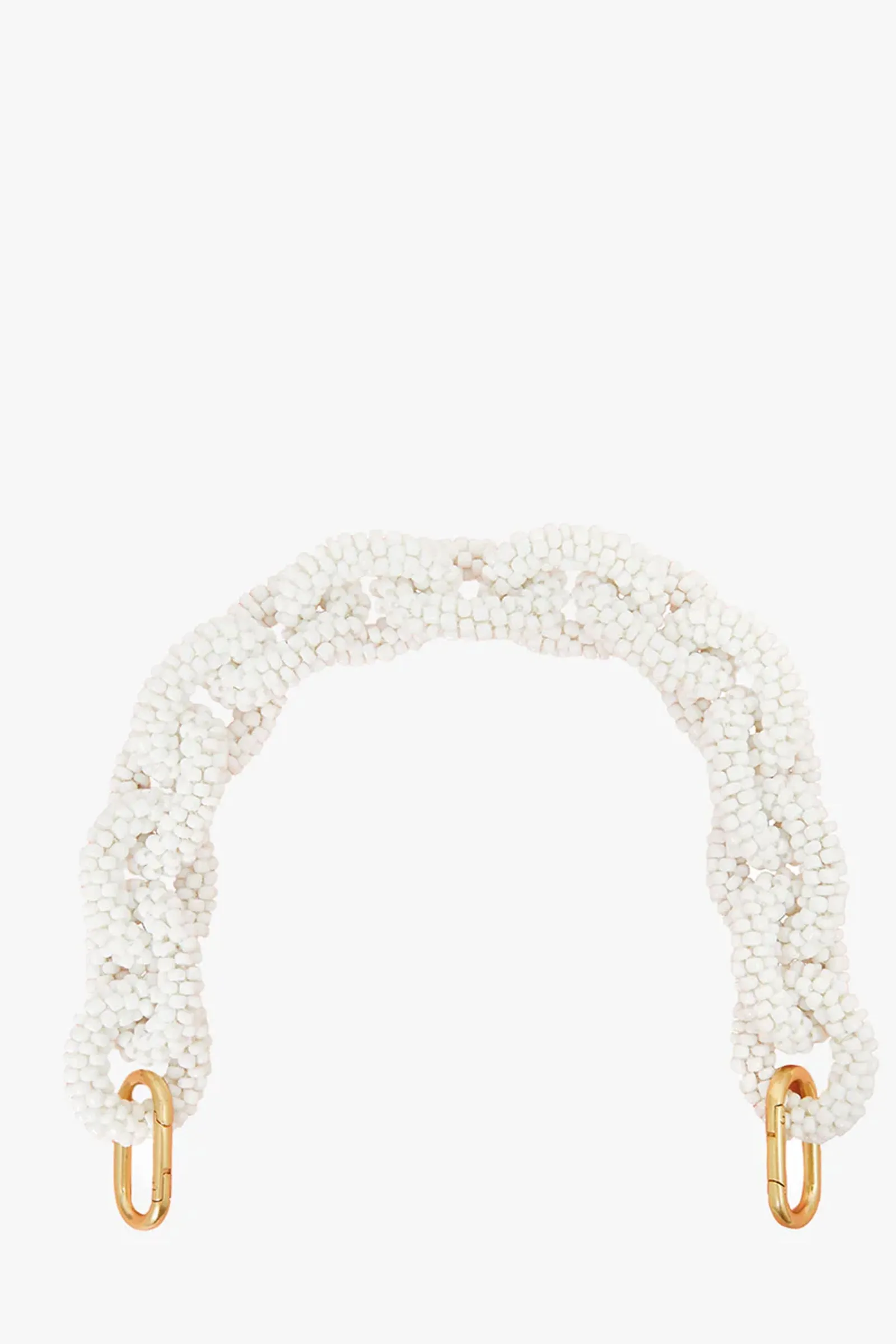 Clare V Shortie Strap in White Seed Bead