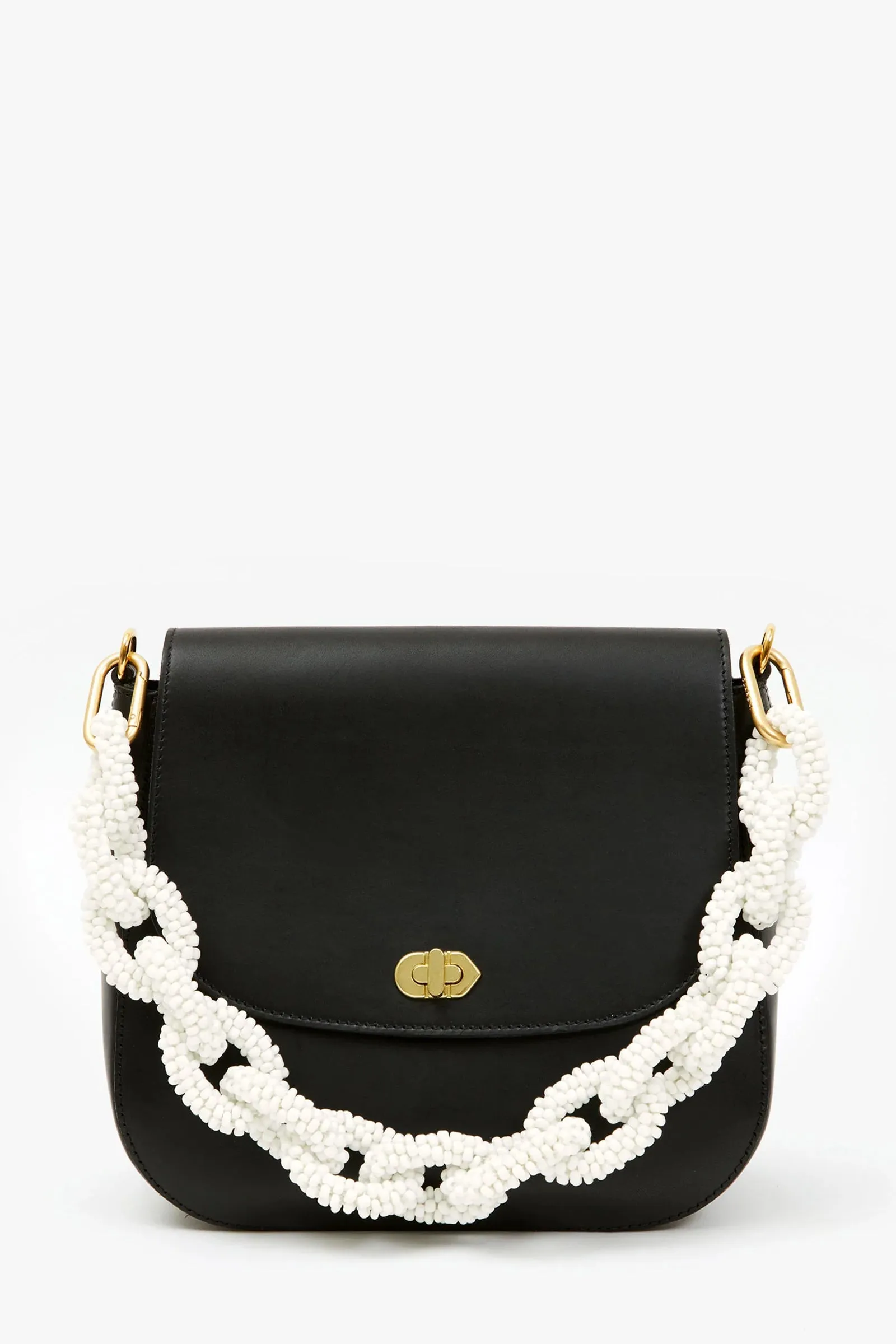 Clare V Shortie Strap in White Seed Bead