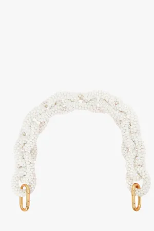 Clare V Shortie Strap in White Seed Bead