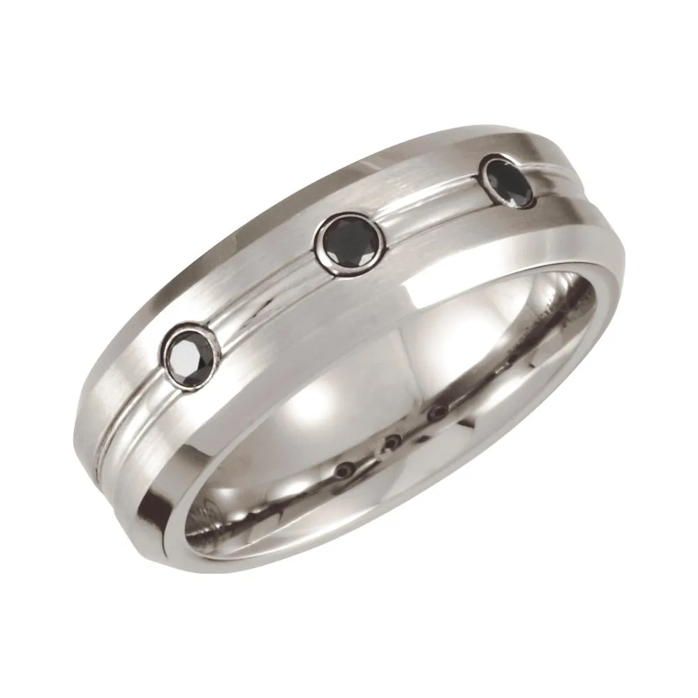 Cobalt .24 CTW Black Diamond Grooved Band 10.5