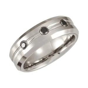 Cobalt .24 CTW Black Diamond Grooved Band 10