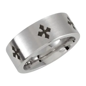 Cobalt 8mm Black Laser Engraved & Satin Finished Band Size 12