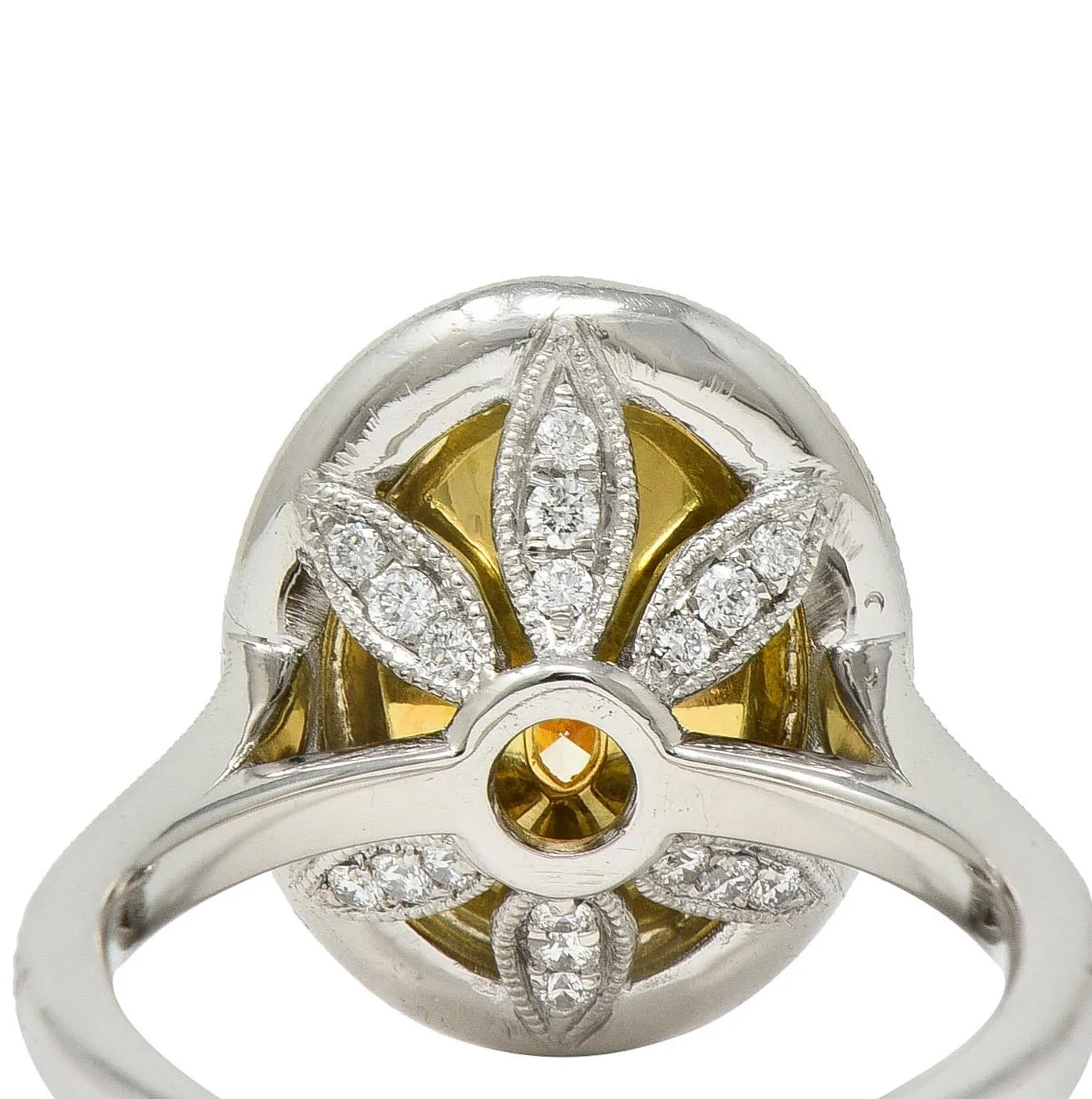 Contemporary 3.17 CTW Yellow Diamond Platinum 18 Karat Gold Halo Engagement Ring GIA