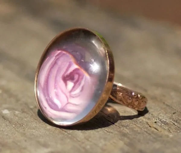 Copper Ring Round Bezel Cup Ring for Resin Gluing or Setting - Size 8
