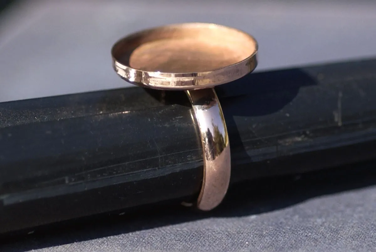 Copper Ring Round Bezel Cup Ring for Resin Gluing or Setting - Size 8