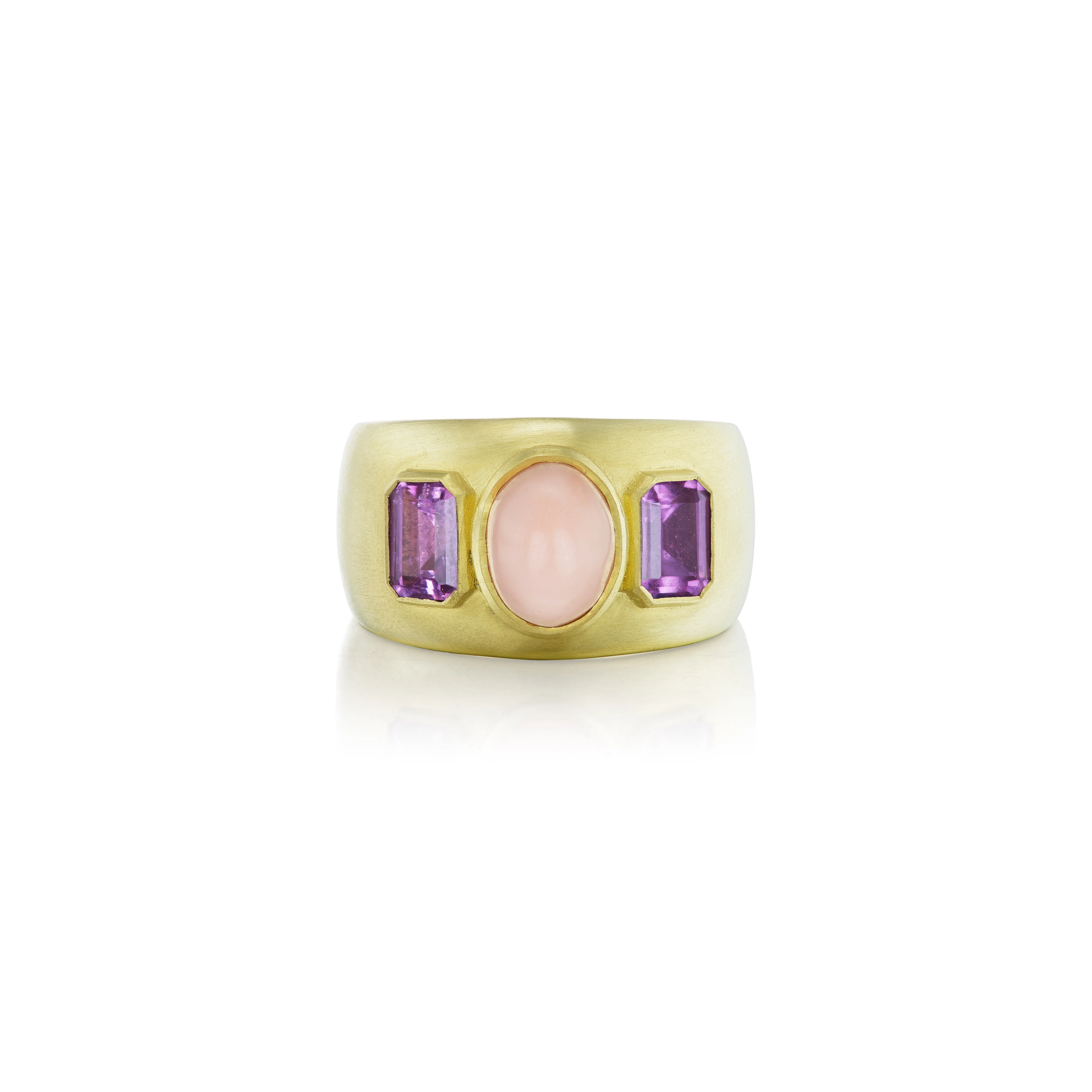 Coral & Pink Sapphire Three Stone Ring
