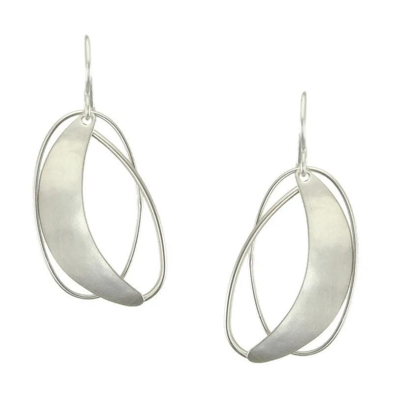 Crescent with Layered Rings Earring