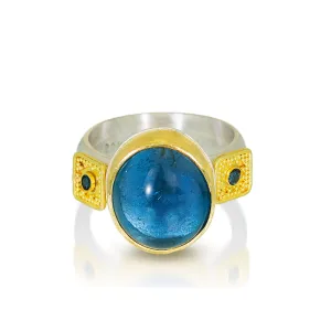 Crete Rings - Labyrinth Blue Topaz and Blue Diamond Ring