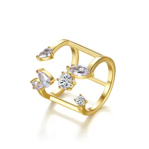 Crystal & 18K Gold-Plated Open Ring