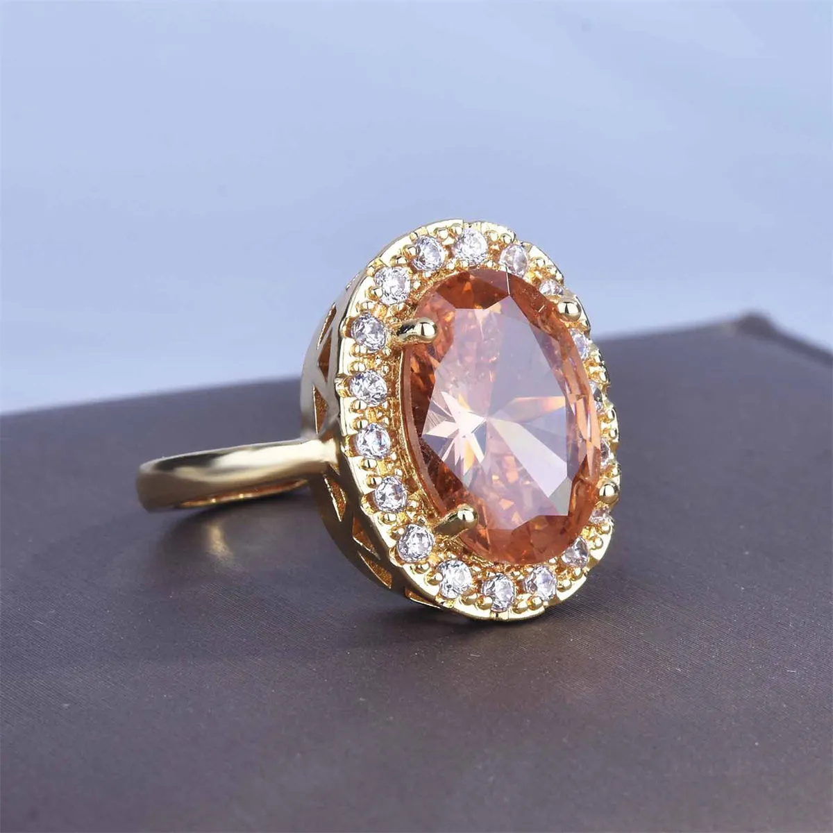 Crystal & Cubic Zirconia 18K Gold-Plated Hola Ring