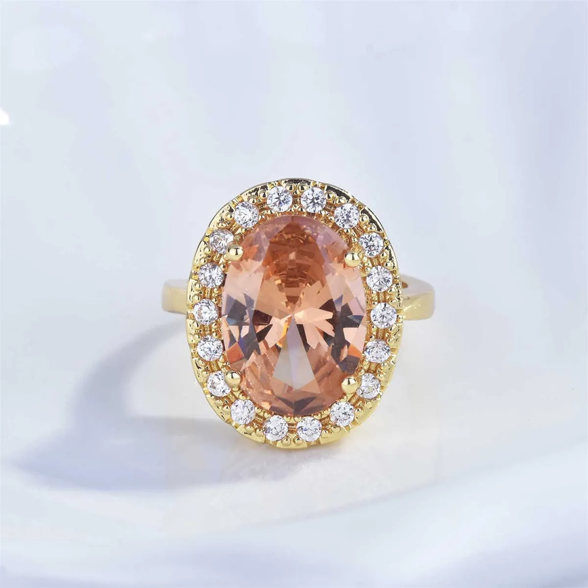 Crystal & Cubic Zirconia 18K Gold-Plated Hola Ring