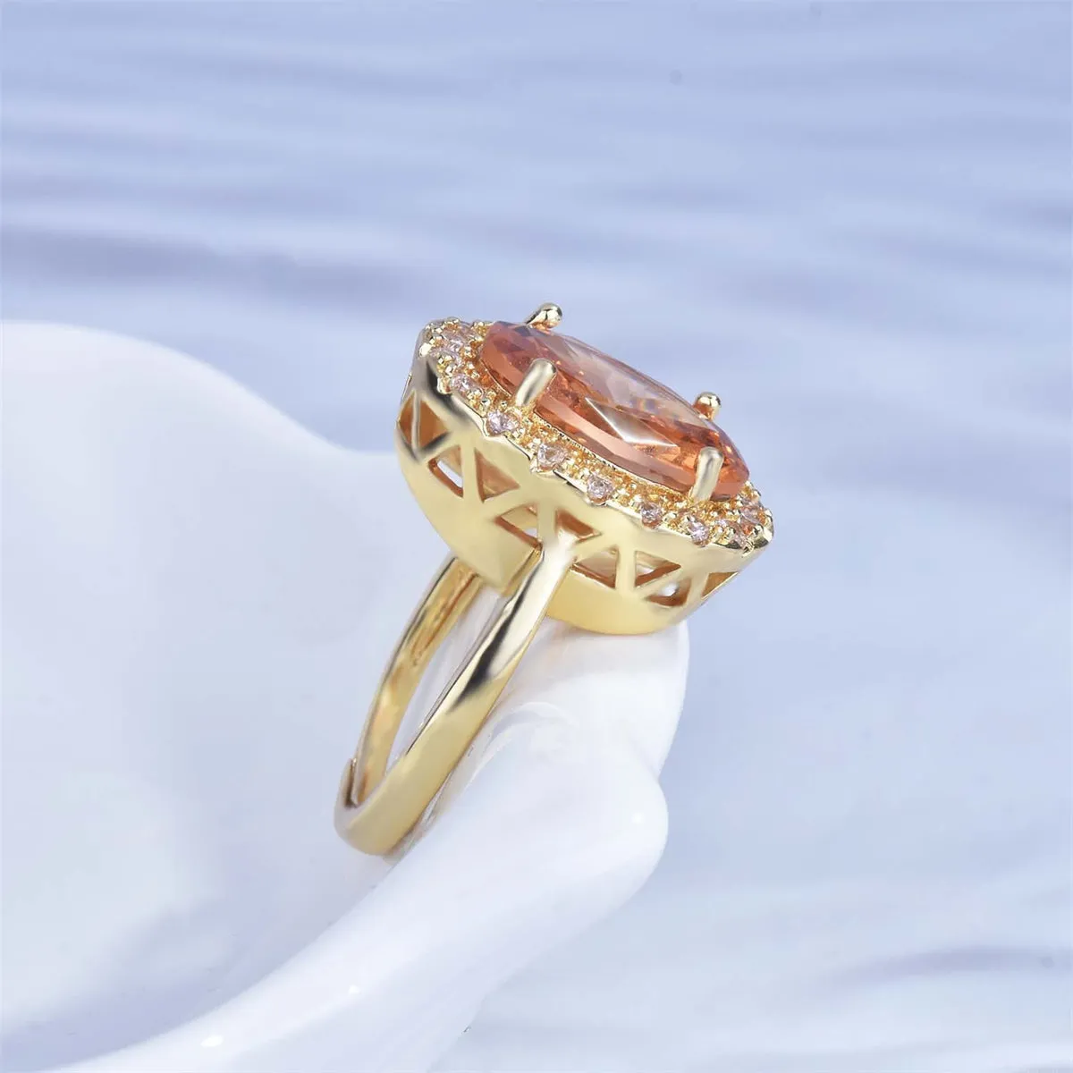 Crystal & Cubic Zirconia 18K Gold-Plated Hola Ring