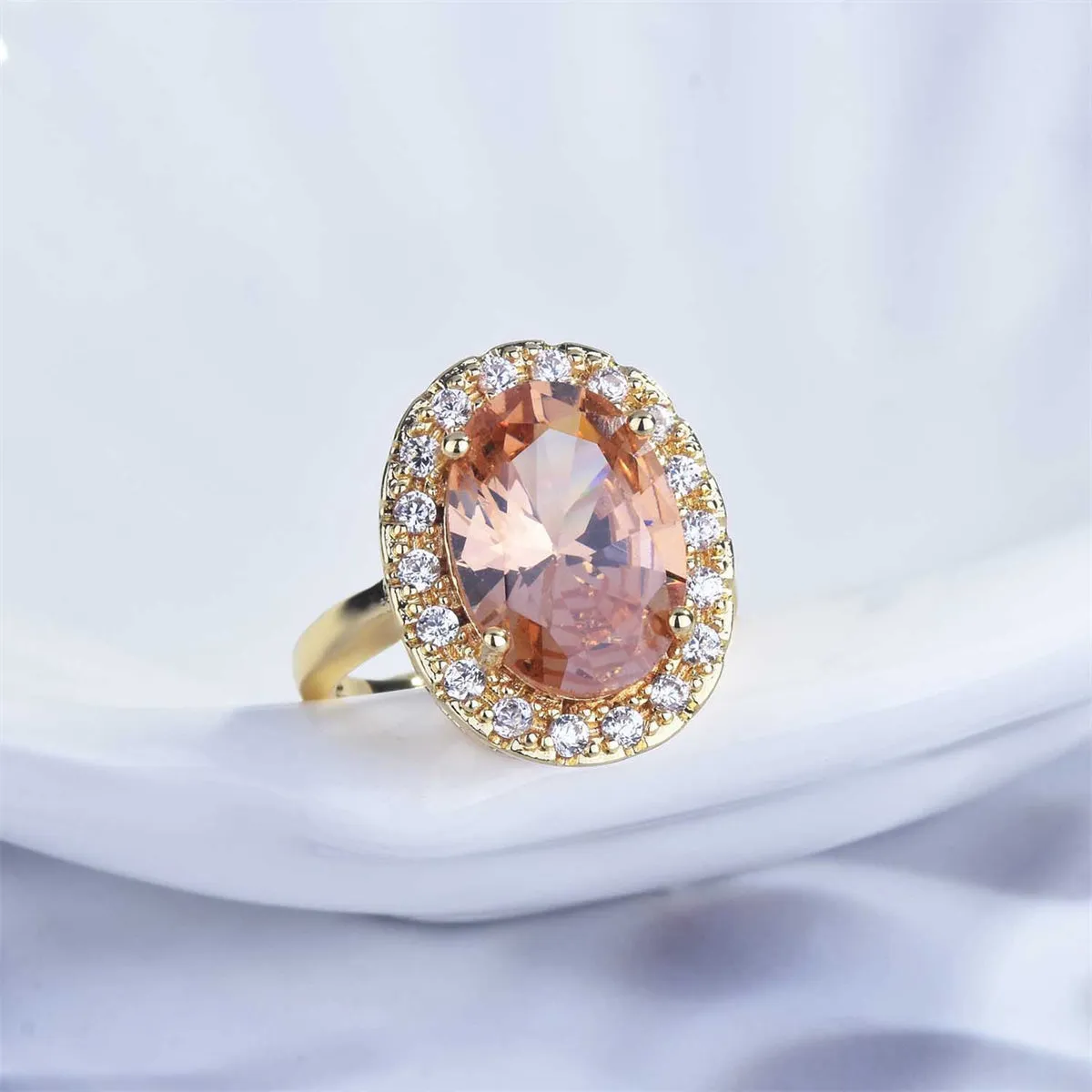 Crystal & Cubic Zirconia 18K Gold-Plated Hola Ring