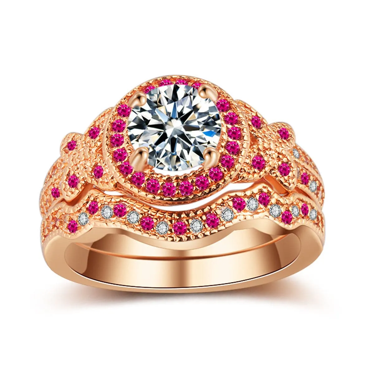 Crystal & Cubic Zirconia Band Ring Set