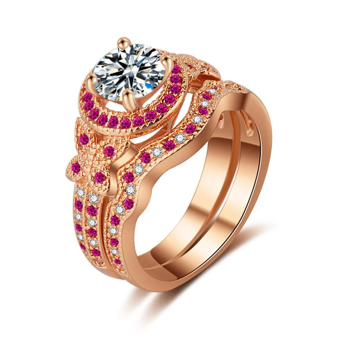 Crystal & Cubic Zirconia Band Ring Set