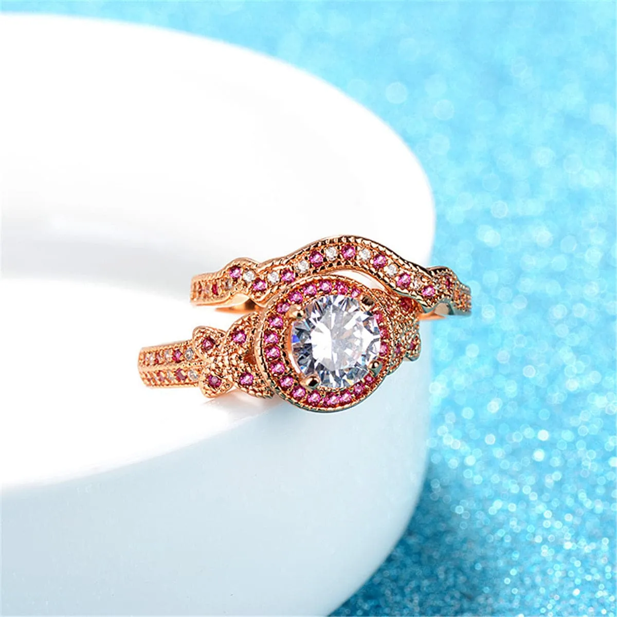Crystal & Cubic Zirconia Band Ring Set