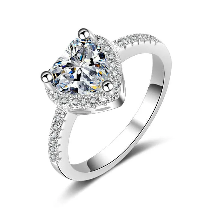 Crystal & Cubic Zirconia Heart-Cut Ring