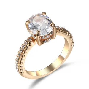 Crystal & Cubic Zirconia Pavé Milgrain Oval-Cut Ring