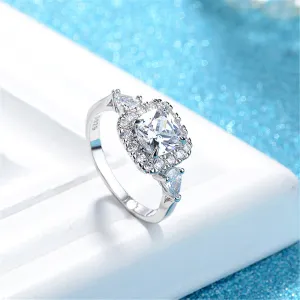 Crystal & Cubic Zirconia Princess-Cut Halo Ring