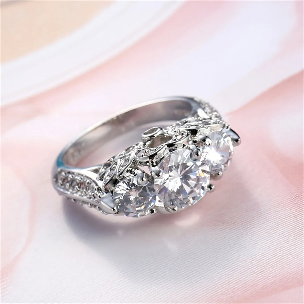 Crystal & Cubic Zirconia Round-Cut Botanical Ring