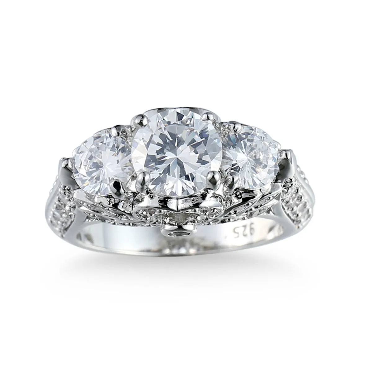 Crystal & Cubic Zirconia Round-Cut Botanical Ring
