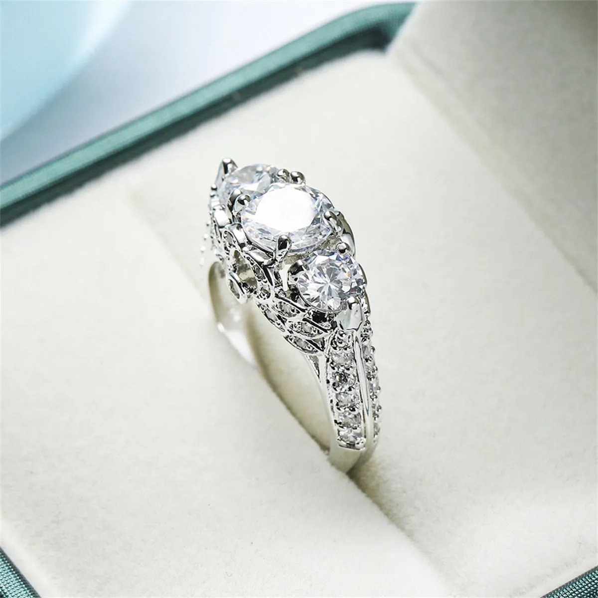 Crystal & Cubic Zirconia Round-Cut Botanical Ring