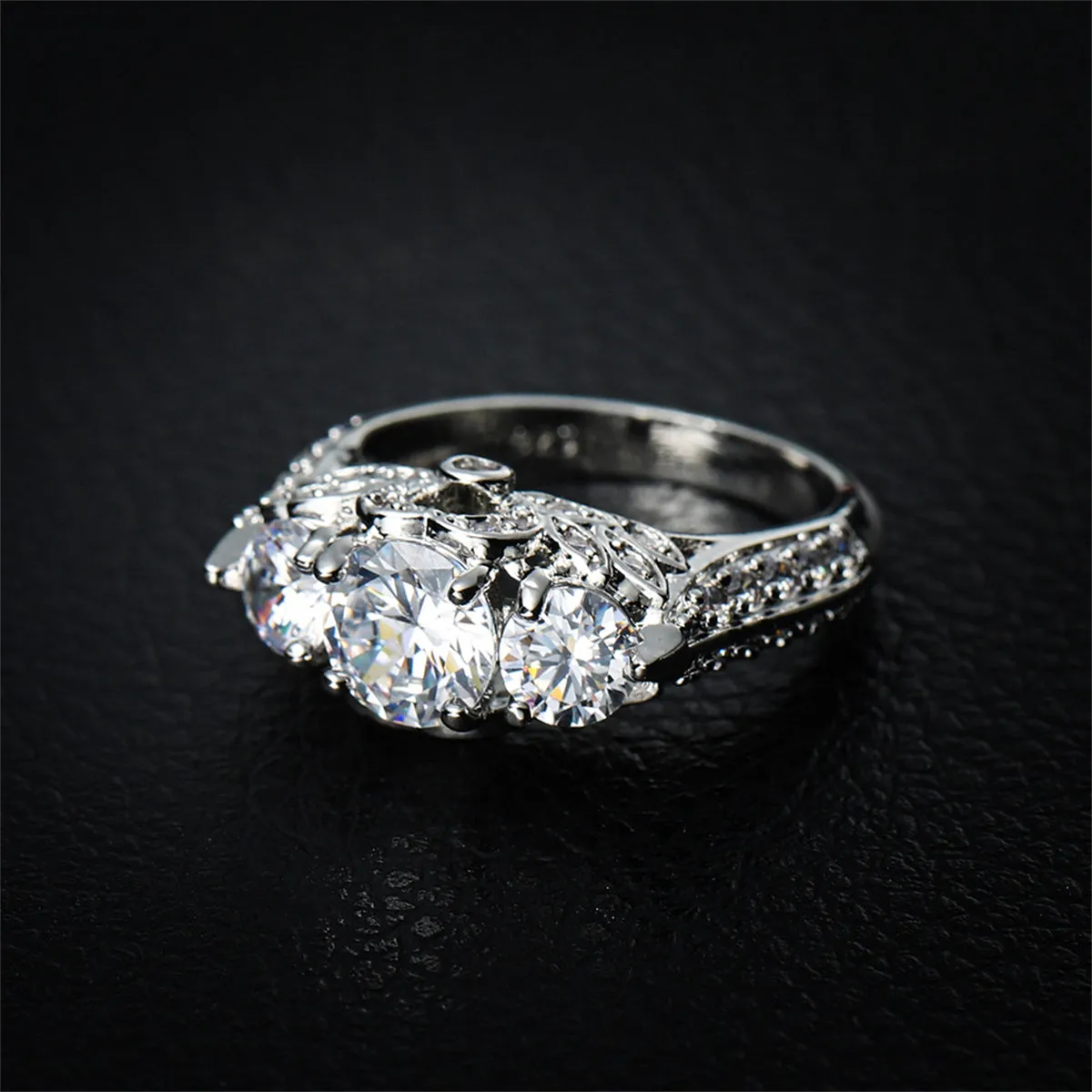 Crystal & Cubic Zirconia Round-Cut Botanical Ring