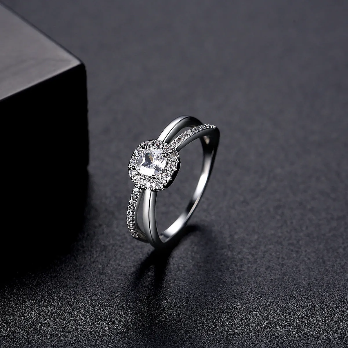Crystal & Cubic Zirconia Silver-Plated Hola Band Ring