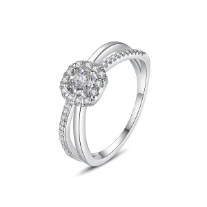 Crystal & Cubic Zirconia Silver-Plated Hola Band Ring