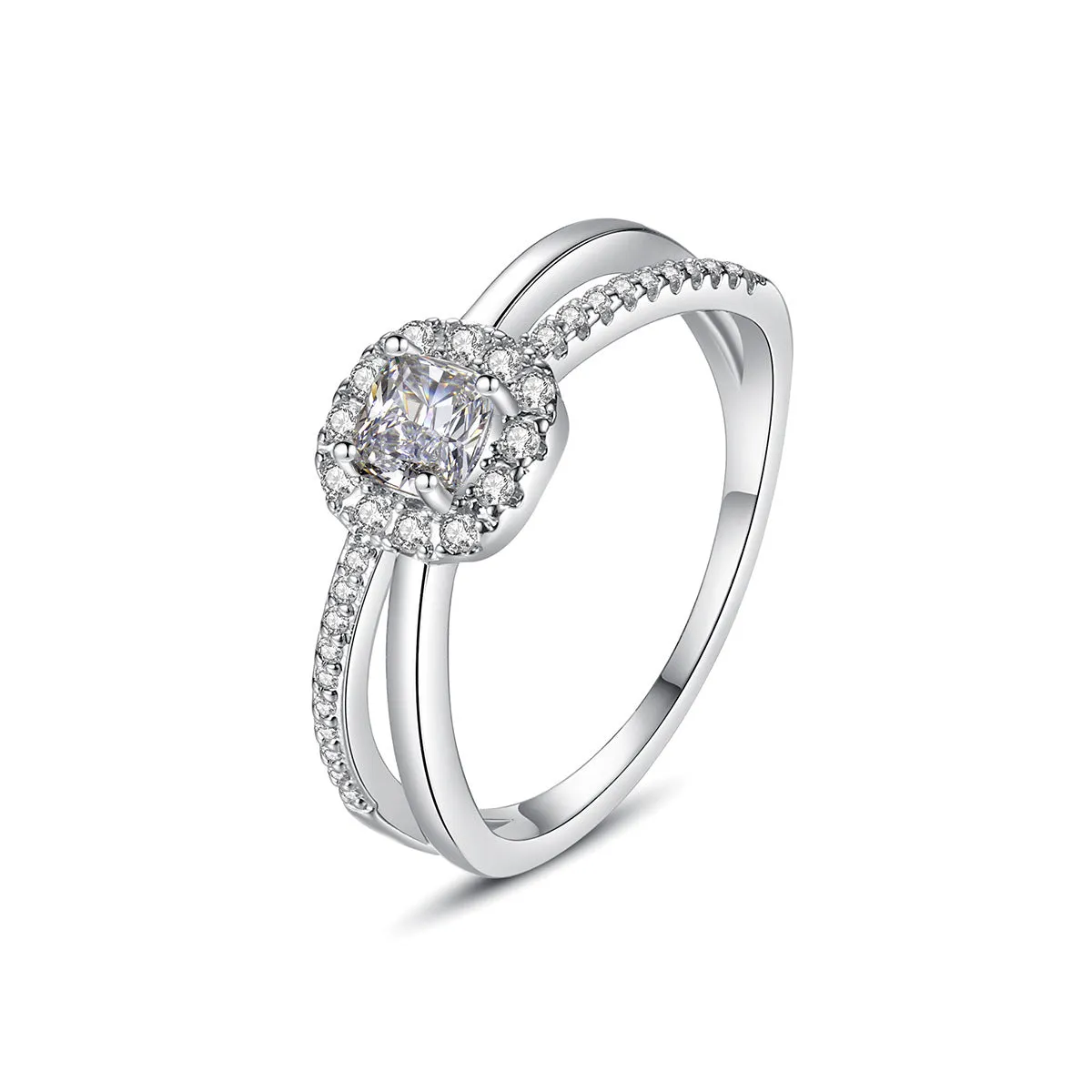 Crystal & Cubic Zirconia Silver-Plated Hola Band Ring