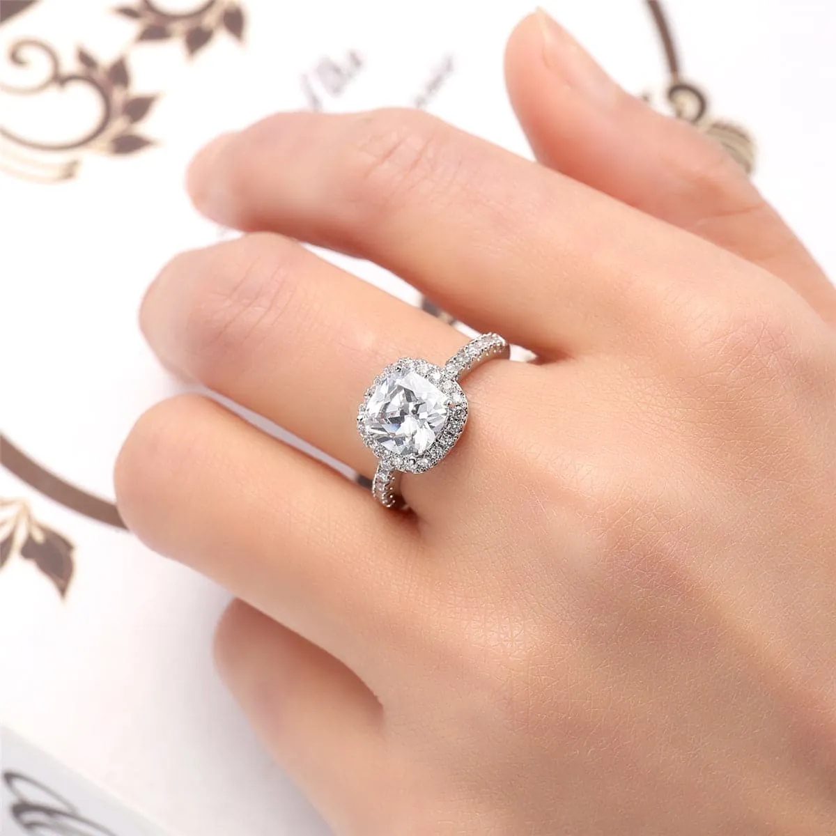 Crystal & Cubic Zirconia Silver-Plated Princess-Cut Ring