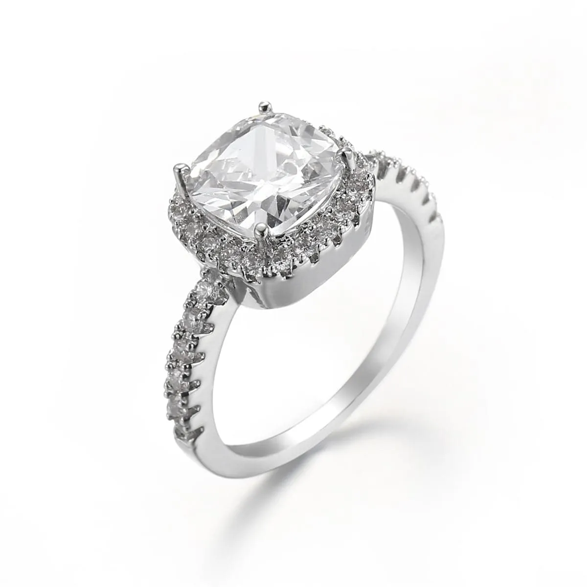 Crystal & Cubic Zirconia Silver-Plated Princess-Cut Ring