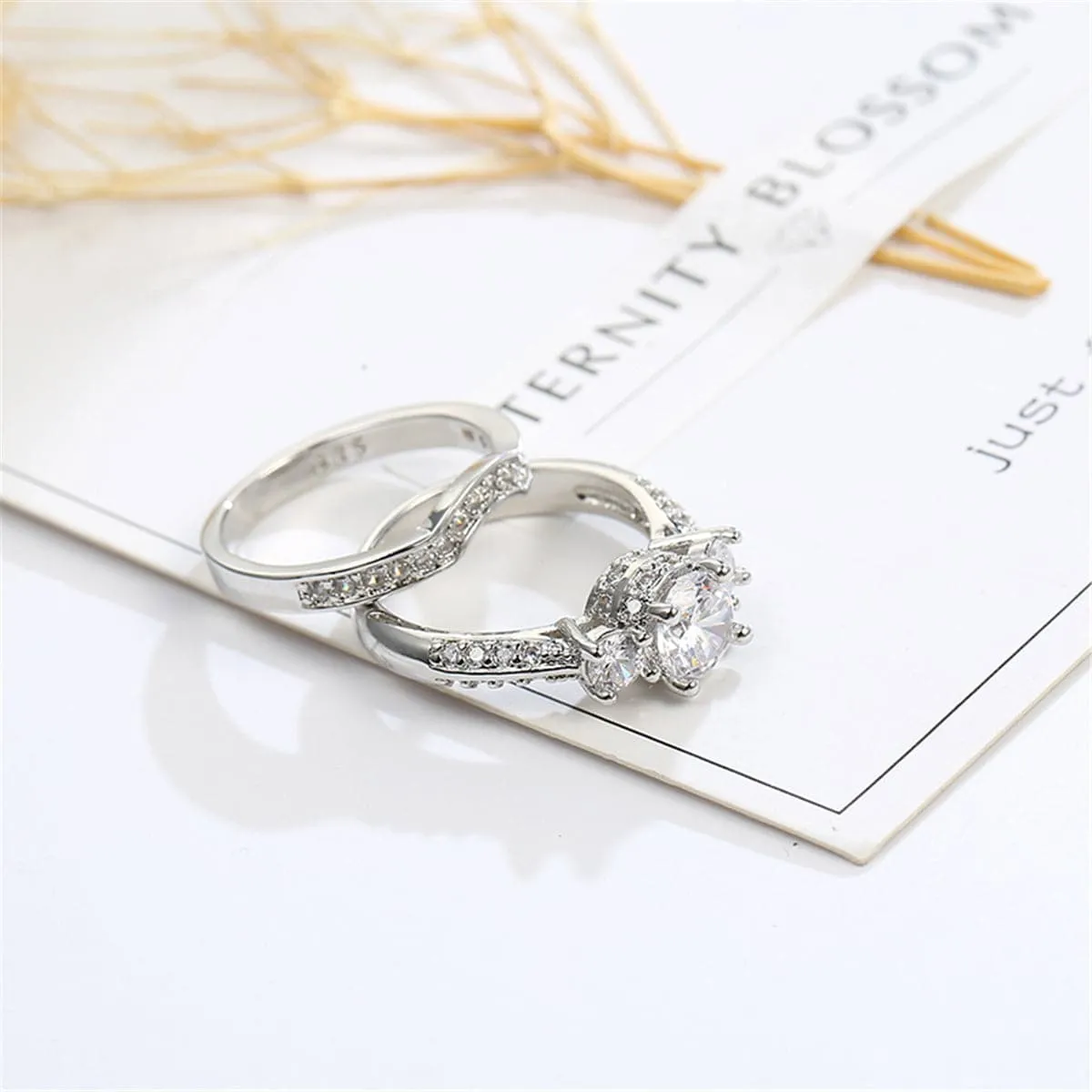 Crystal & Silver-Plated Botany Ring Set