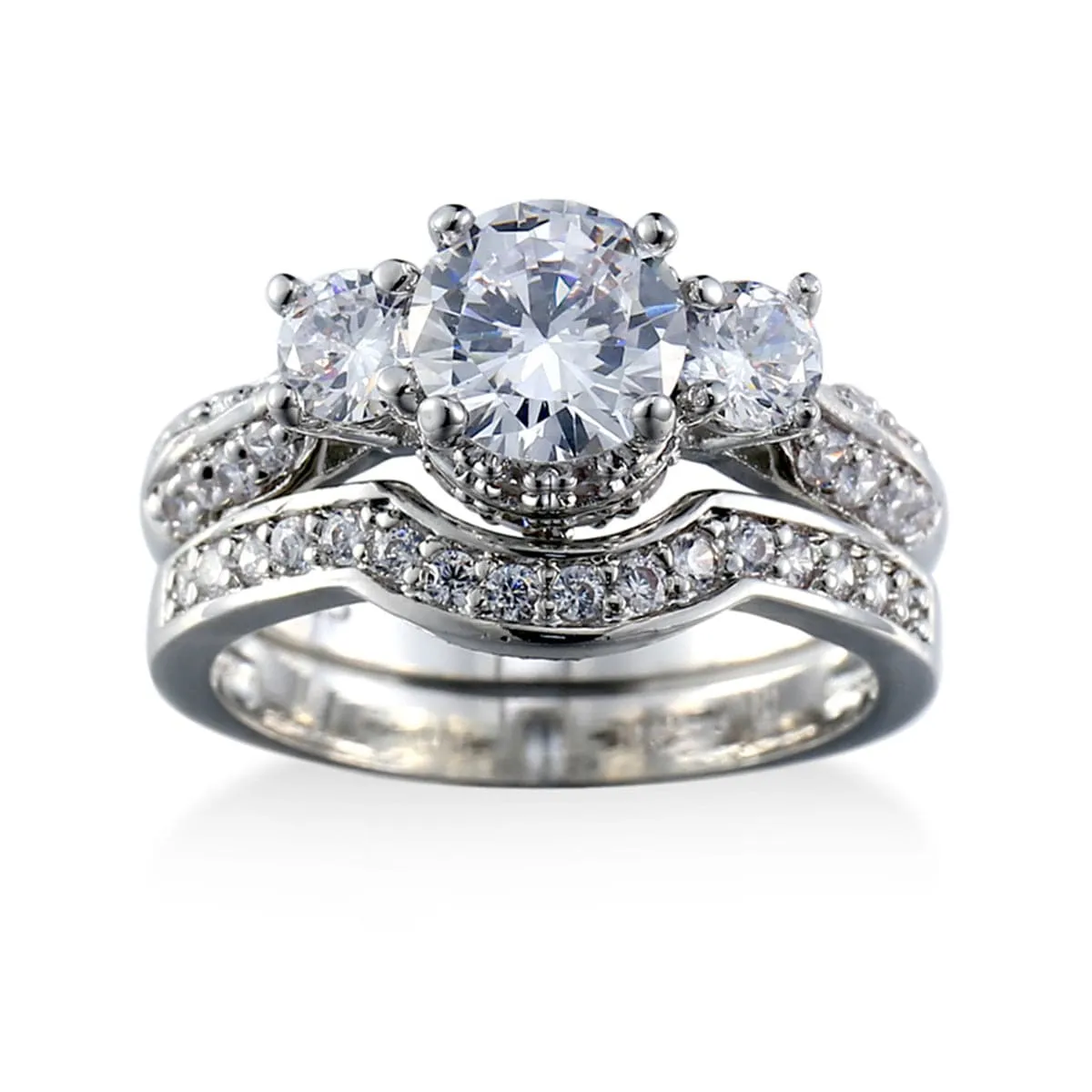 Crystal & Silver-Plated Botany Ring Set