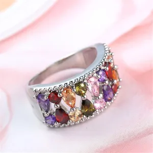 Crystal & Silver-Plated Mixed Shape Band