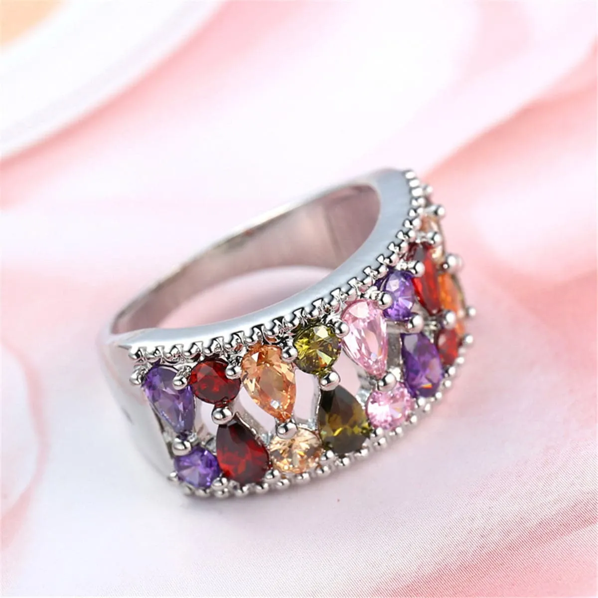 Crystal & Silver-Plated Mixed Shape Band