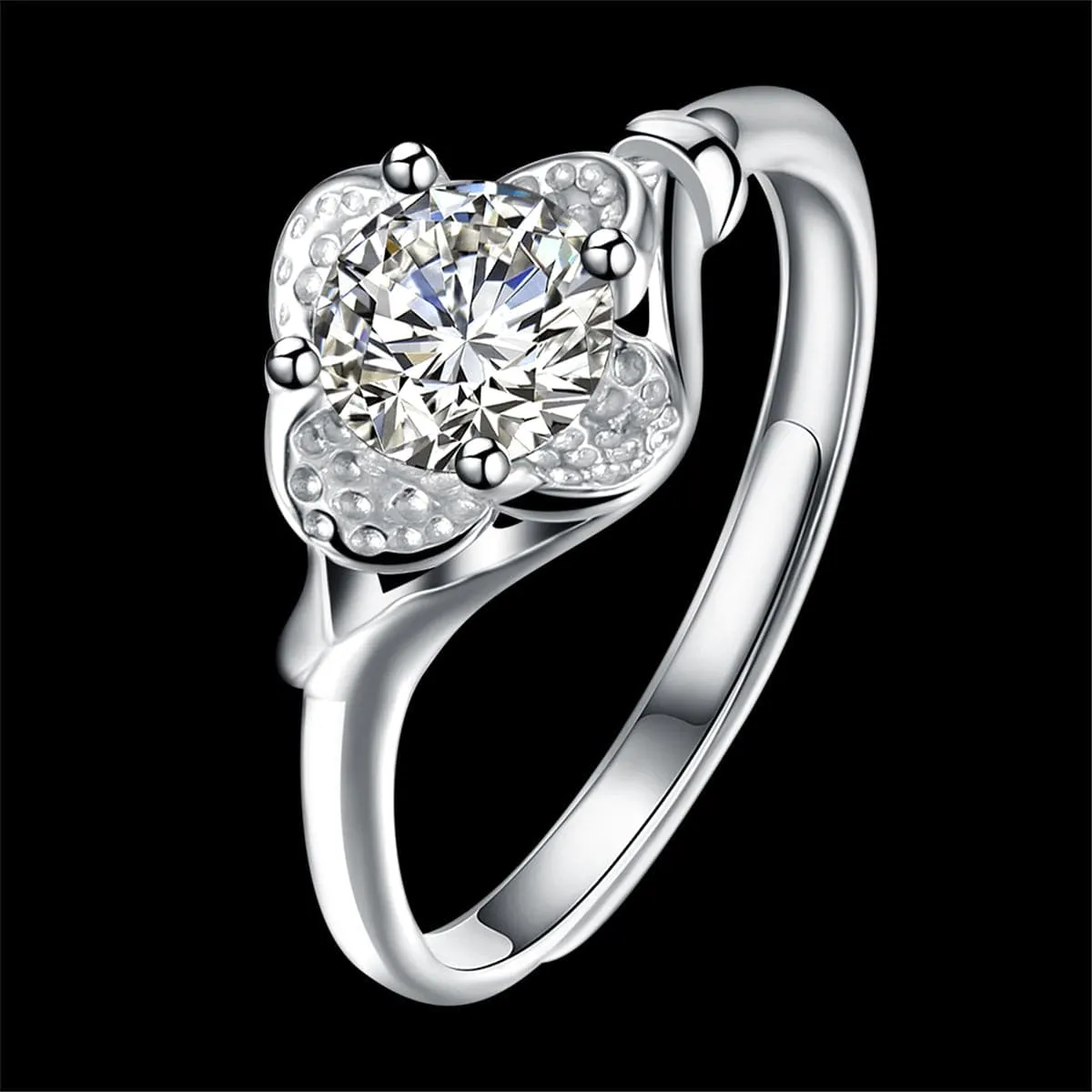 Crystal & Sterling Silver Clover Promise Ring