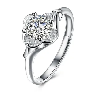 Crystal & Sterling Silver Clover Promise Ring