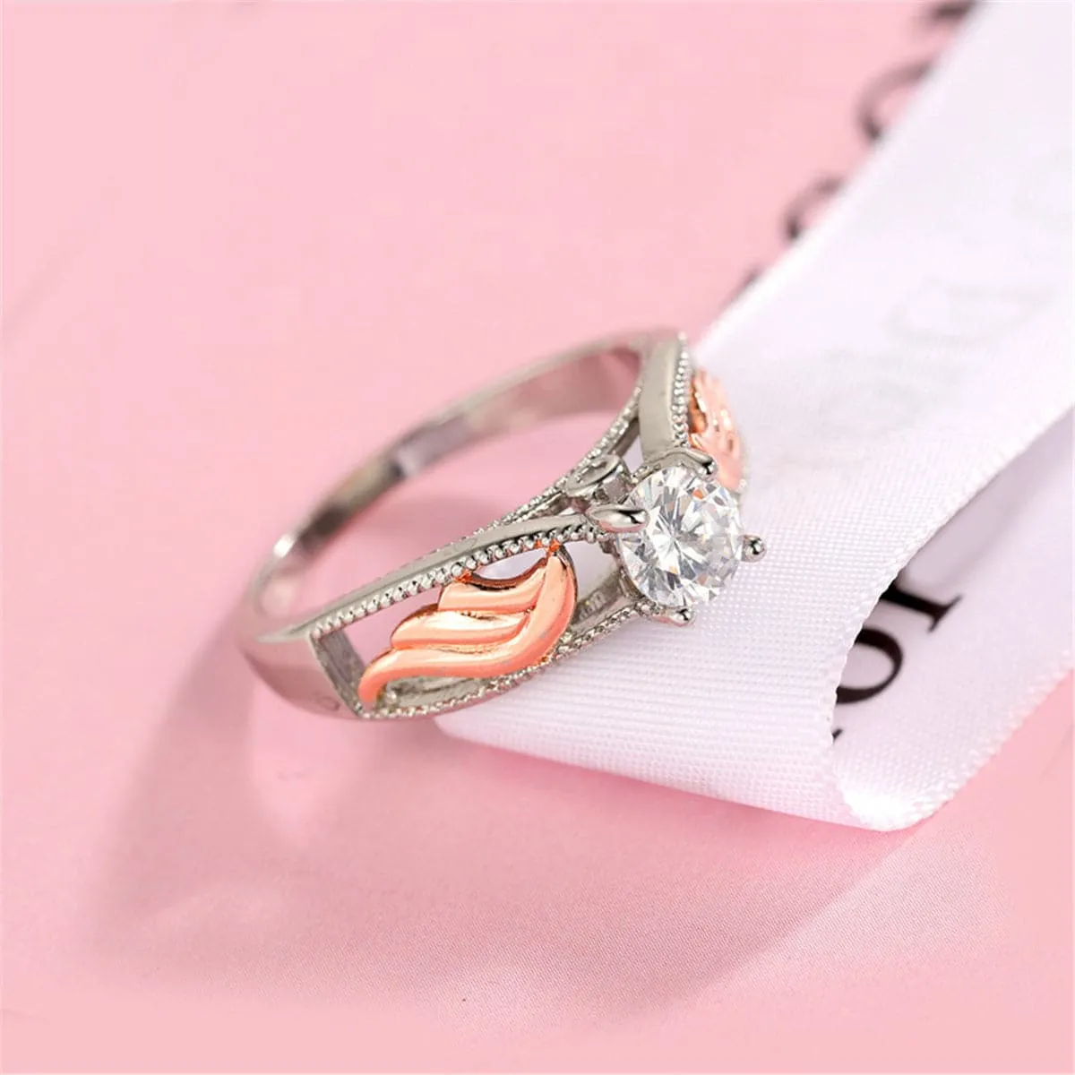 Crystal & Two-Tone Floral Ring