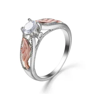 Crystal & Two-Tone Floral Ring