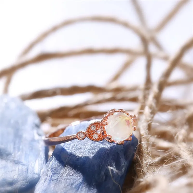 Crystal Leaf Flower Ring