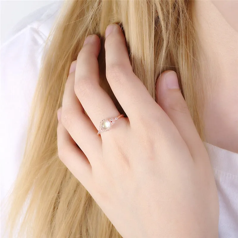 Crystal Leaf Flower Ring
