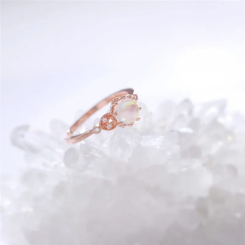 Crystal Leaf Flower Ring